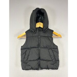 Outdoor H&M Kids 3/4T Black Water Repellent Hooded Puffer Vest Quilted Zip Up